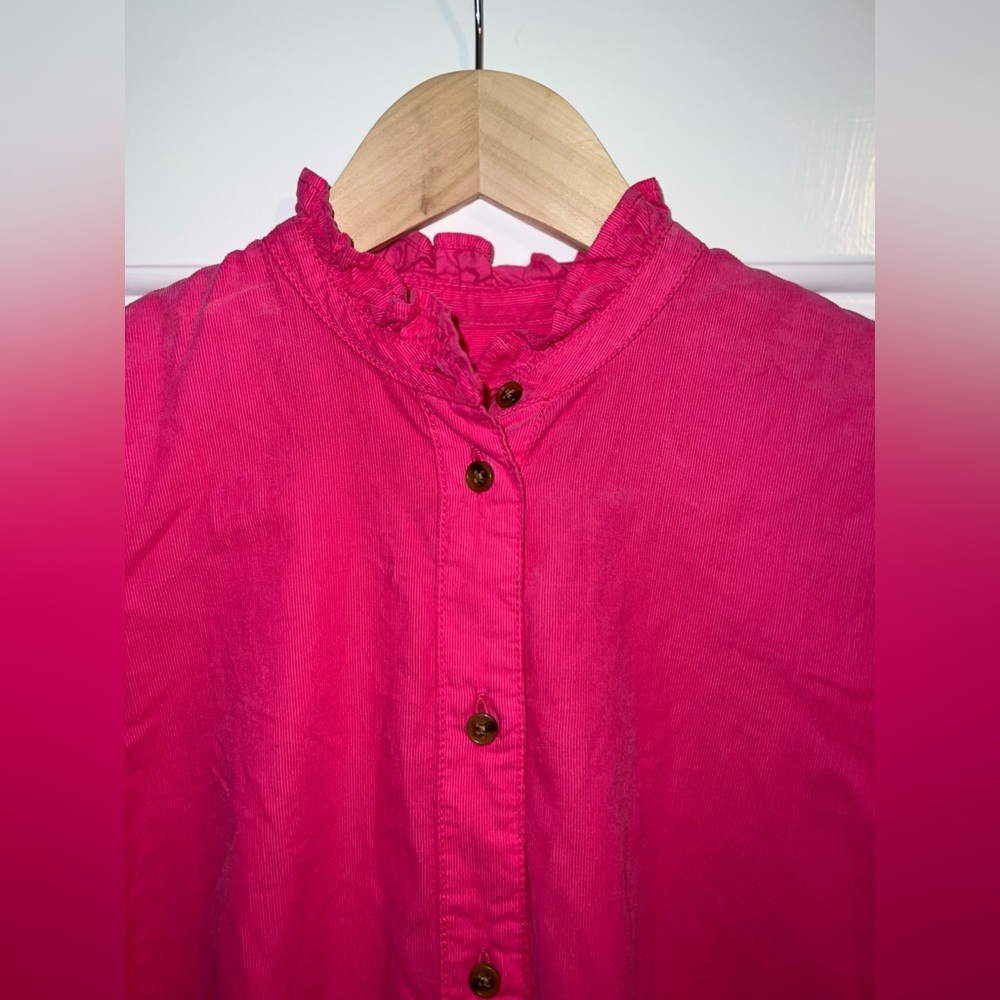 J. Crew Classic-fit ruffleneck Pink shirt in corduroy size 4 - Picture 14 of 15